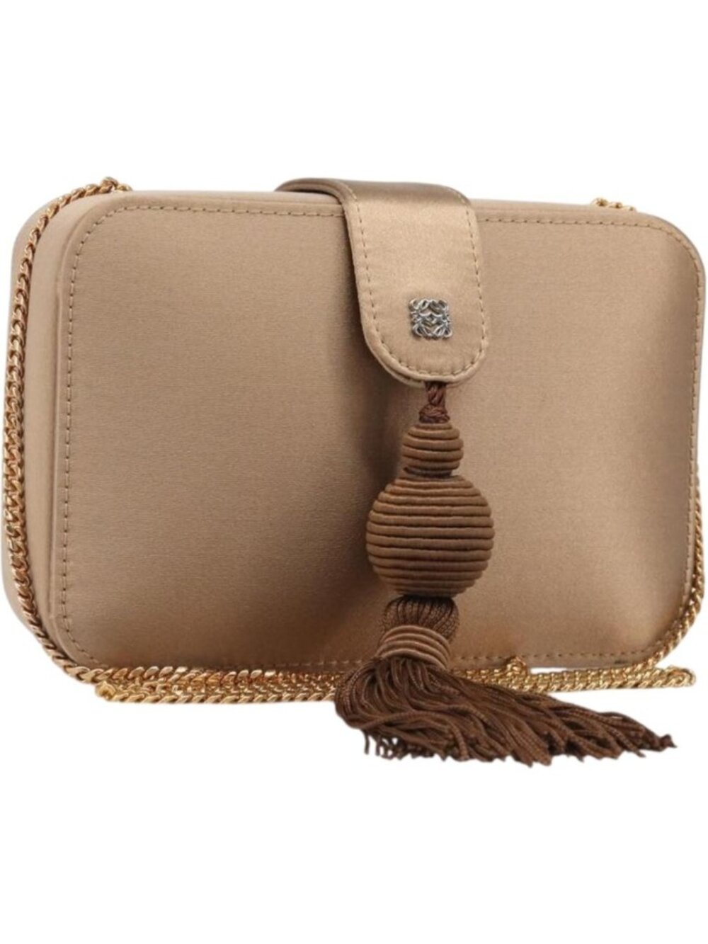 LOEWE Chain Shoulder Bag Satin Beige Gold